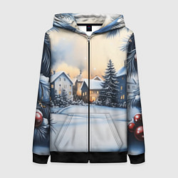 Женская толстовка на молнии Зимний снежный двор