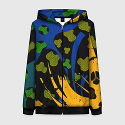 Толстовка на молнии женская Абстрактные пятна леопарда, цвет: 3D-черный