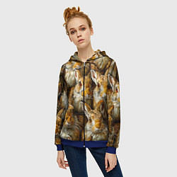 Толстовка на молнии женская Зайцы, цвет: 3D-синий — фото 2