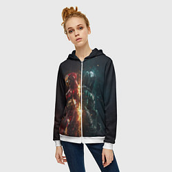 Толстовка на молнии женская Железный Человек - Доктор Дум, цвет: 3D-белый — фото 2