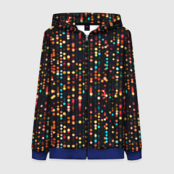 Толстовка на молнии женская Мерцающие новогодние гирлянды, цвет: 3D-синий