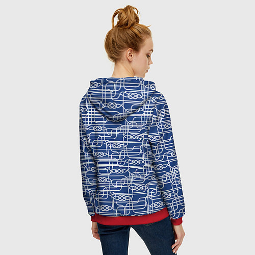 Женская толстовка на молнии Паттерн с узлами водопроводного лабиринта / 3D-Красный – фото 4