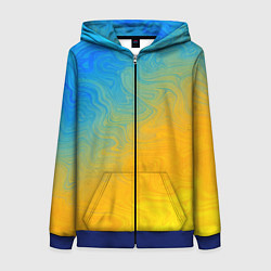 Толстовка на молнии женская Желто голубой градиент, цвет: 3D-синий