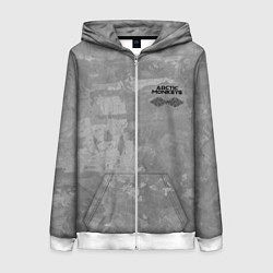 Толстовка на молнии женская Arctic Monkeys - серый бетон, цвет: 3D-белый