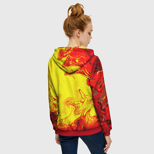 Женская толстовка на молнии Arctic Monkeys - ядовитые подтеки / 3D-Красный – фото 4