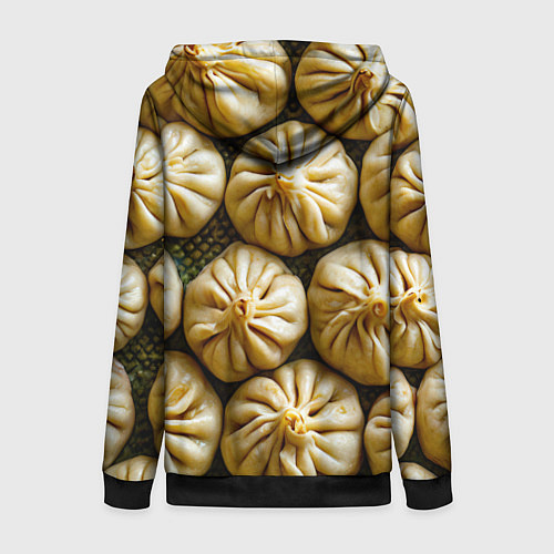 Женская толстовка на молнии Хинкали / 3D-Черный – фото 2