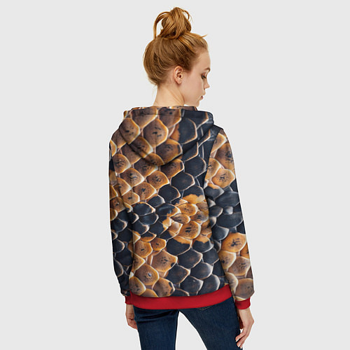 Женская толстовка на молнии Змеиный талисман / 3D-Красный – фото 4