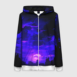 Толстовка на молнии женская Фиолетовый апокалиптический закат, цвет: 3D-белый