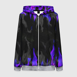 Толстовка на молнии женская Неоновый огонь и дым, цвет: 3D-меланж