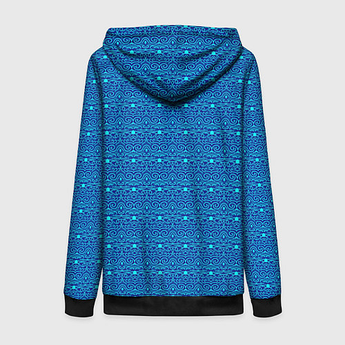 Женская толстовка на молнии Сине-голубой узор / 3D-Черный – фото 2