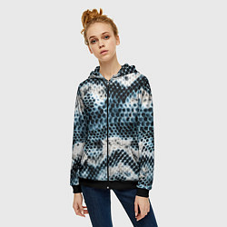 Толстовка на молнии женская Из кожи змеи, цвет: 3D-черный — фото 2