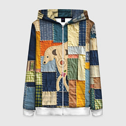 Женская толстовка на молнии Пэчворк с собакой