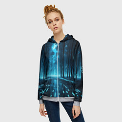 Толстовка на молнии женская Синий цифровой лес, цвет: 3D-меланж — фото 2