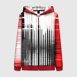 Толстовка на молнии женская Красно-чёрный гранж на белом фоне, цвет: 3D-красный