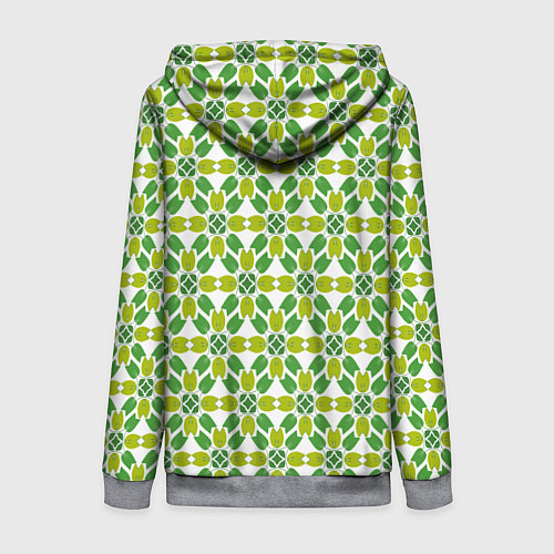 Женская толстовка на молнии Зелёные тюльпаны / 3D-Меланж – фото 2