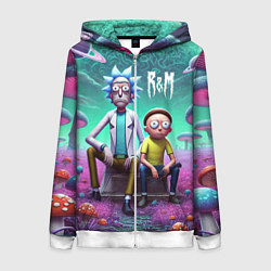 Женская толстовка на молнии Рик и Морту на сказочной грибной планете - нейроар