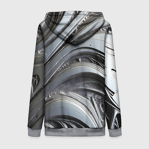 Женская толстовка на молнии Полированный серебряный металл / 3D-Меланж – фото 2