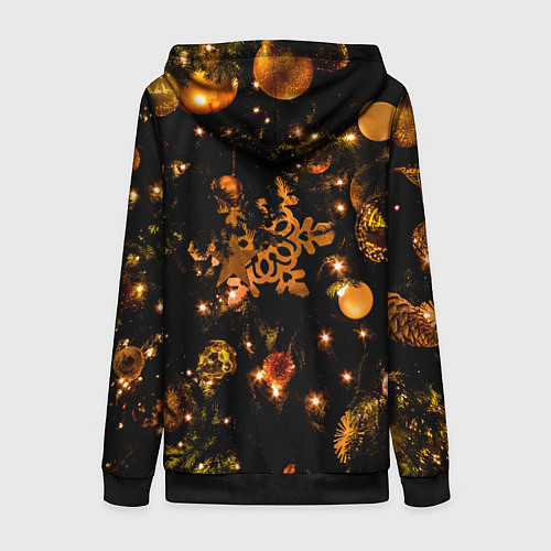 Женская толстовка на молнии Новогоднее украшение / 3D-Черный – фото 2