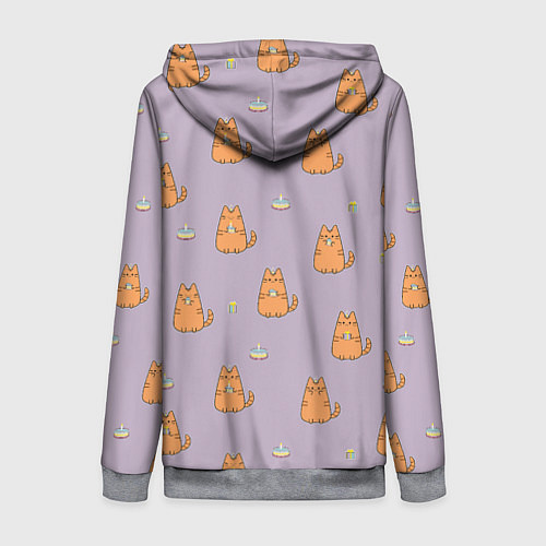 Женская толстовка на молнии Праздничный кот Рыжинс / 3D-Меланж – фото 2