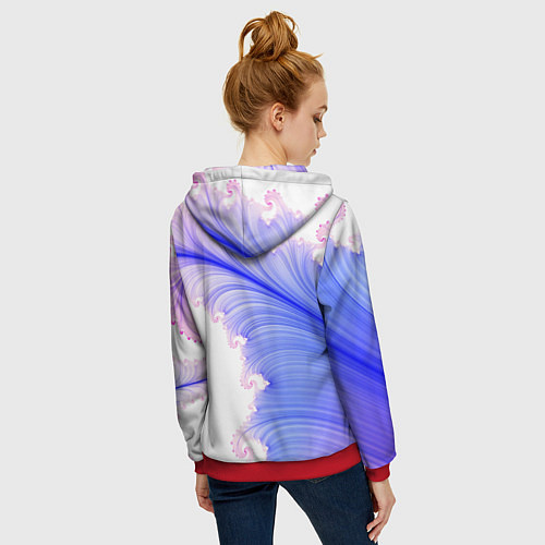 Женская толстовка на молнии Узоры неон фрактал / 3D-Красный – фото 4
