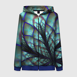 Толстовка на молнии женская Абстракция неон, цвет: 3D-синий