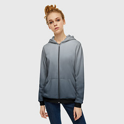 Толстовка на молнии женская Градиент 50 оттенков серого, цвет: 3D-черный — фото 2