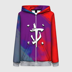 Толстовка на молнии женская Doom неоновые краски, цвет: 3D-меланж