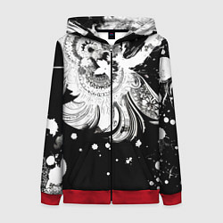 Толстовка на молнии женская Абстрактная экспрессивная композиция, цвет: 3D-красный