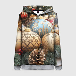 Женская толстовка на молнии Большие новогодние шары