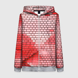 Толстовка на молнии женская Красные кирпичики, цвет: 3D-меланж