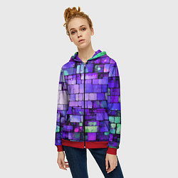 Толстовка на молнии женская Фиолетовые кирпичики, цвет: 3D-красный — фото 2