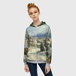 Толстовка на молнии женская Дух рождества, цвет: 3D-меланж — фото 2