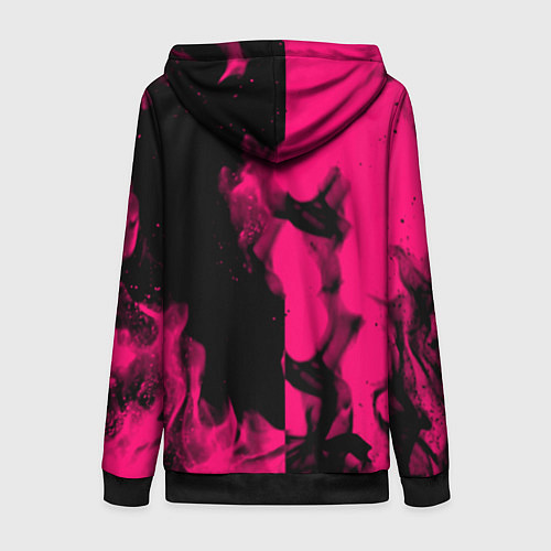 Женская толстовка на молнии Monster energy fire pink / 3D-Черный – фото 2