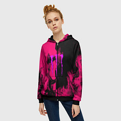 Толстовка на молнии женская Monster energy fire pink, цвет: 3D-черный — фото 2