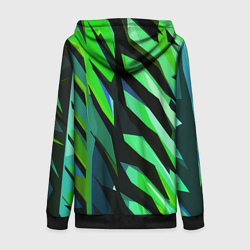 Женская толстовка на молнии Чёрно-зелёная абстракция / 3D-Черный – фото 2