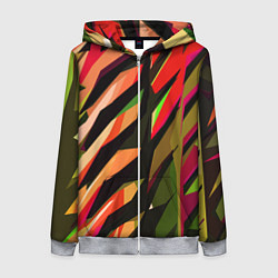 Толстовка на молнии женская Красно-чёрная абстракция, цвет: 3D-меланж