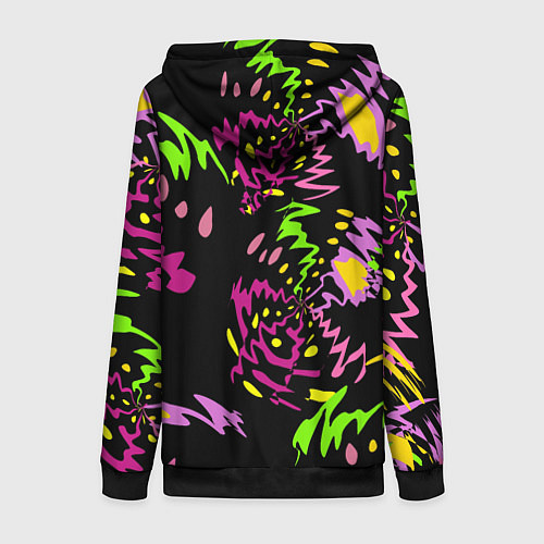Женская толстовка на молнии Яркие абстрактные круги-зигзаги / 3D-Черный – фото 2