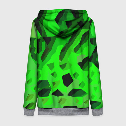 Женская толстовка на молнии Чёрно-зелёная пористая абстракция / 3D-Меланж – фото 2