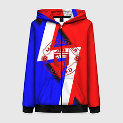 Толстовка на молнии женская Манчестер юнайтед геомтерия, цвет: 3D-черный