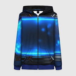 Толстовка на молнии женская Синяя неоновая атмосфера, цвет: 3D-синий