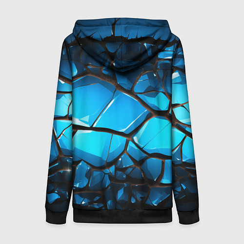 Женская толстовка на молнии Синяя текстура объемных плит / 3D-Черный – фото 2