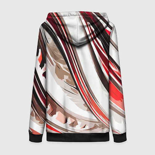 Женская толстовка на молнии Волнистая бело-красная абстракция / 3D-Черный – фото 2