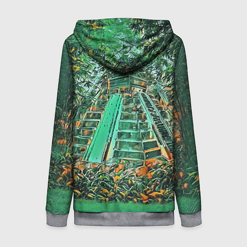 Женская толстовка на молнии Башня в джунглях / 3D-Меланж – фото 2
