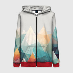 Толстовка на молнии женская Разноцветный горный хребет, цвет: 3D-красный