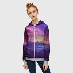 Толстовка на молнии женская Волшебная галактика, цвет: 3D-меланж — фото 2