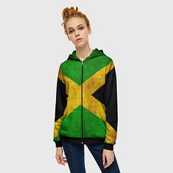 Толстовка на молнии женская Jamaica flag, цвет: 3D-черный — фото 2