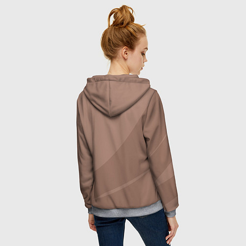 Женская толстовка на молнии Мокко Мусс однотонный с полосой / 3D-Меланж – фото 4