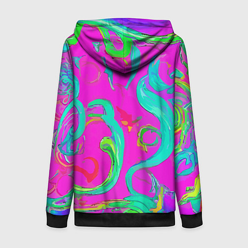 Женская толстовка на молнии Abstract floral pattern - aloha / 3D-Черный – фото 2