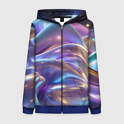 Толстовка на молнии женская Волны космические, цвет: 3D-синий