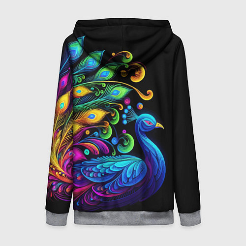 Женская толстовка на молнии Neon peacock - art / 3D-Меланж – фото 2
